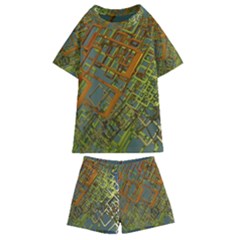 Art 3d Windows Modeling Dimension Kids  Swim Tee And Shorts Set by Ravend