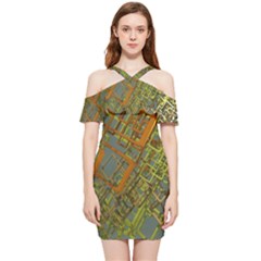 Art 3d Windows Modeling Dimension Shoulder Frill Bodycon Summer Dress by Ravend