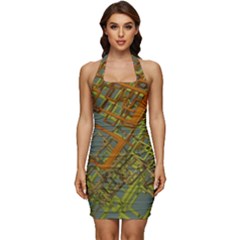 Art 3d Windows Modeling Dimension Sleeveless Wide Square Neckline Ruched Bodycon Dress