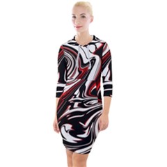 Modern Art Design Fantasy Surreal Quarter Sleeve Hood Bodycon Dress by Ravend