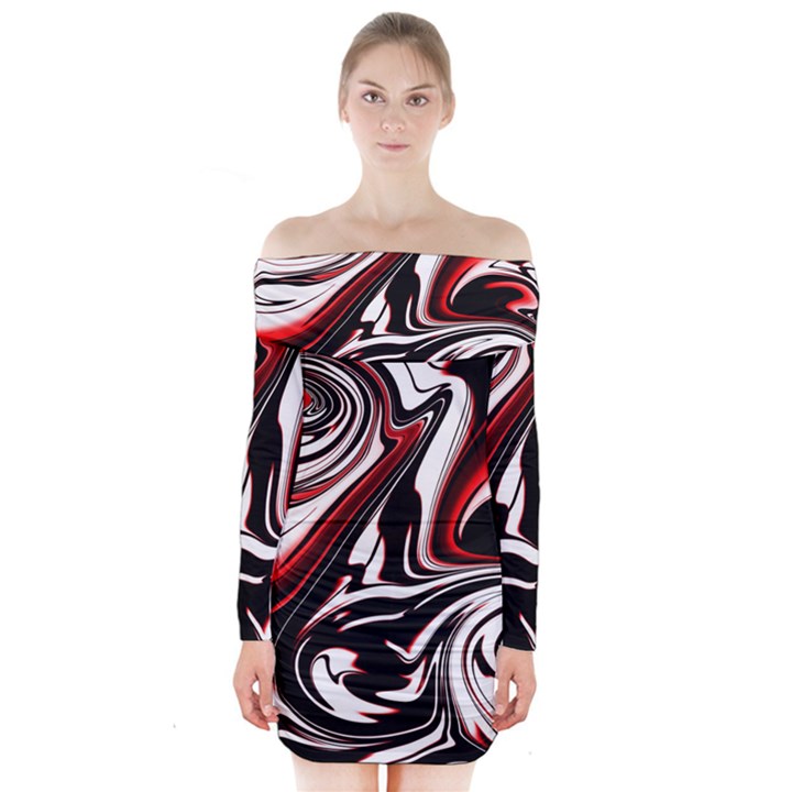 Modern Art Design Fantasy Surreal Long Sleeve Off Shoulder Dress