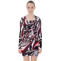 Modern Art Design Fantasy Surreal V-neck Bodycon Long Sleeve Dress by Ravend