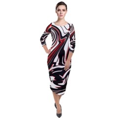 Modern Art Design Fantasy Surreal Quarter Sleeve Midi Velour Bodycon Dress by Ravend