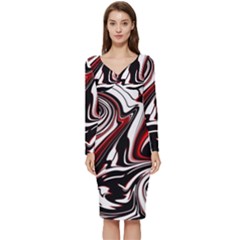 Modern Art Design Fantasy Surreal Long Sleeve V-neck Bodycon Dress  by Ravend