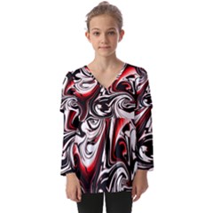 Modern Art Design Fantasy Surreal Kids  V Neck Casual Top