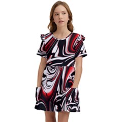 Modern Art Design Fantasy Surreal Kids  Frilly Sleeves Pocket Dress