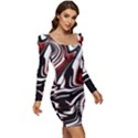 Modern Art Design Fantasy Surreal Women Long Sleeve Ruched Stretch Jersey Dress View2