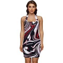 Modern Art Design Fantasy Surreal Sleeveless Wide Square Neckline Ruched Bodycon Dress by Ravend