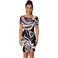 Modern Art Design Fantasy Surreal Fitted Knot Split End Bodycon Dress by Ravend