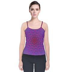 Geometric Pattern-line Art Velvet Spaghetti Strap Top by Ravend