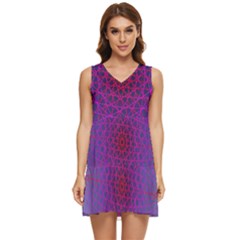 Geometric Pattern-line Art Tiered Sleeveless Mini Dress by Ravend