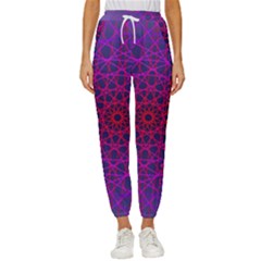 Geometric Pattern-line Art Cropped Drawstring Pants by Ravend