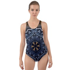 Rosette Mandala Ornament Wallpaper Cut-out Back One Piece Swimsuit by Ravend