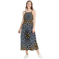 Rosette Mandala Ornament Wallpaper Boho Sleeveless Summer Dress