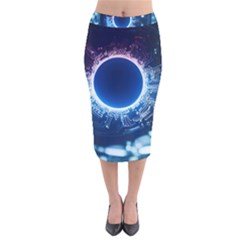 Artificial Intelligence Ai Velvet Midi Pencil Skirt by Ravend