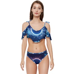 Artificial Intelligence Ai Ruffle Edge Tie Up Bikini Set	