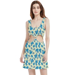 Rose Floral Seamless Pattern Velour Cutout Dress by Ravend