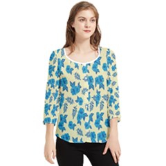 Rose Floral Seamless Pattern Chiffon Quarter Sleeve Blouse by Ravend