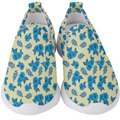 Rose Floral Seamless Pattern Kids  Slip On Sneakers by Ravend