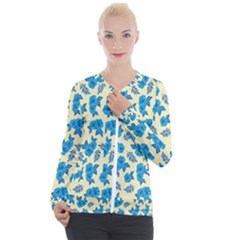 Rose Floral Seamless Pattern Casual Zip Up Jacket by Ravend