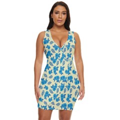 Rose Floral Seamless Pattern Draped Bodycon Dress by Ravend