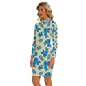 Rose Floral Seamless Pattern Long Sleeve Shirt Collar Bodycon Dress View2