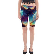 Abstract Galactic Wallpaper Yoga Cropped Leggings by Ravend