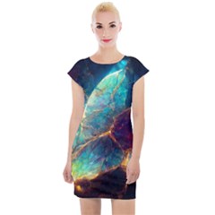 Abstract Galactic Wallpaper Cap Sleeve Bodycon Dress by Ravend