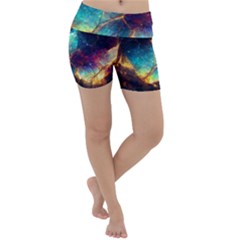 Abstract Galactic Wallpaper Lightweight Velour Yoga Shorts by Ravend