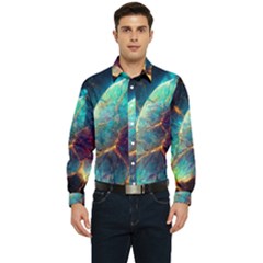 Abstract Galactic Wallpaper Men s Long Sleeve Pocket Shirt  by Ravend