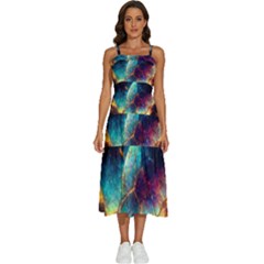 Abstract Galactic Wallpaper Sleeveless Shoulder Straps Boho Dress