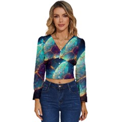 Abstract Galactic Wallpaper Long Sleeve V-neck Top