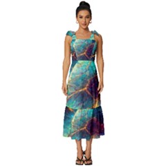 Abstract Galactic Wallpaper Tie-strap Tiered Midi Chiffon Dress