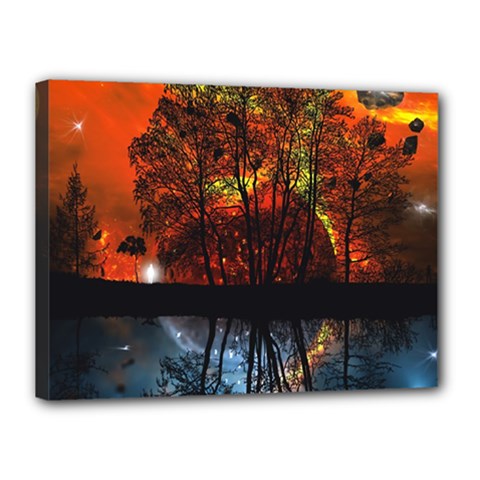 Space Nature Fantasy Trees Canvas 16  X 12  (stretched) by Ravend