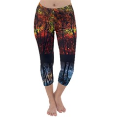 Space Nature Fantasy Trees Capri Winter Leggings  by Ravend