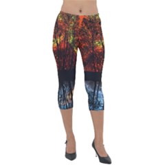 Space Nature Fantasy Trees Lightweight Velour Capri Leggings  by Ravend