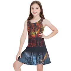 Space Nature Fantasy Trees Kids  Lightweight Sleeveless Dress by Ravend