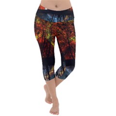 Space Nature Fantasy Trees Lightweight Velour Capri Yoga Leggings by Ravend