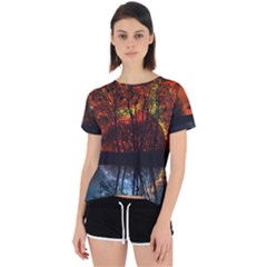 Space Nature Fantasy Trees Open Back Sport Tee by Ravend