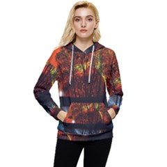 Space Nature Fantasy Trees Women s Lightweight Drawstring Hoodie