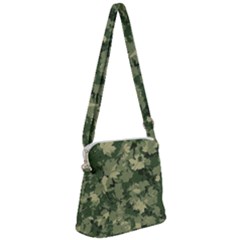 Green Leaves Camouflage Zipper Messenger Bag