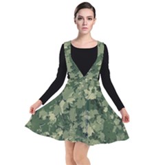 Green Leaves Camouflage Plunge Pinafore Dress by Ravend