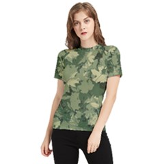 Green Leaves Camouflage Women s Short Sleeve Rash Guard by Ravend