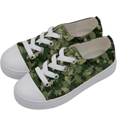 Green Leaves Camouflage Kids  Low Top Canvas Sneakers by Ravend