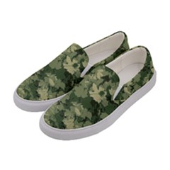 Green Leaves Camouflage Women s Canvas Slip Ons by Ravend