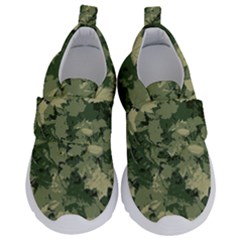 Green Leaves Camouflage Kids  Velcro No Lace Shoes by Ravend