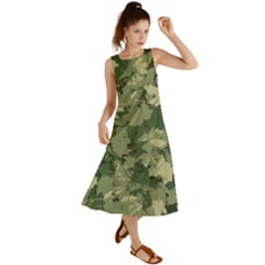 Green Leaves Camouflage Summer Maxi Dress by Ravend