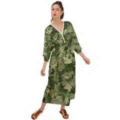 Green Leaves Camouflage Grecian Style  Maxi Dress by Ravend