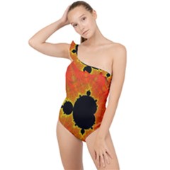 Fractal Mandelbrot Set Pattern Art Frilly One Shoulder Swimsuit by Ravend