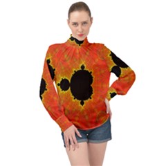 Fractal Mandelbrot Set Pattern Art High Neck Long Sleeve Chiffon Top by Ravend